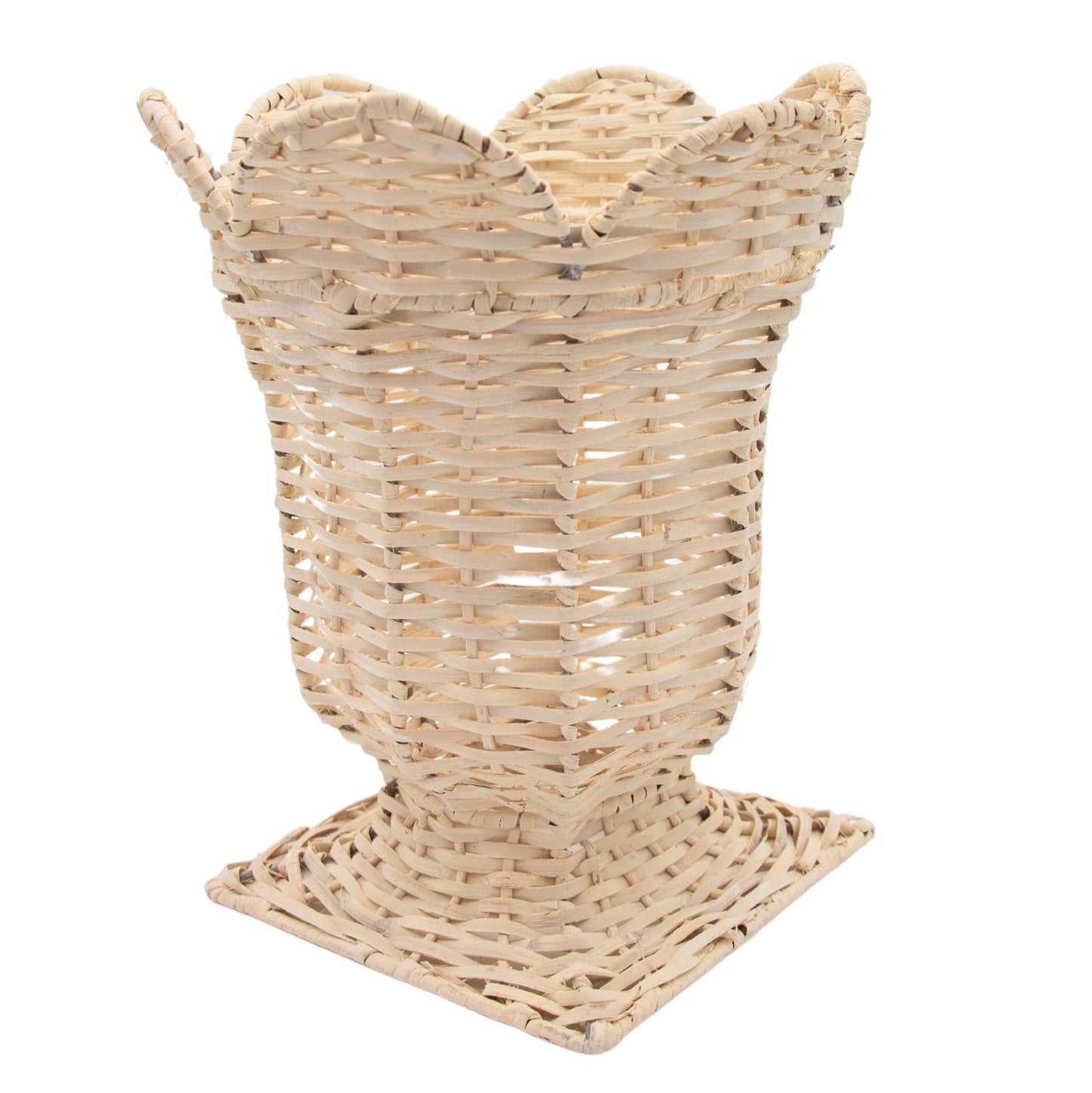 Vase urne en osier tressé à la main en blanc