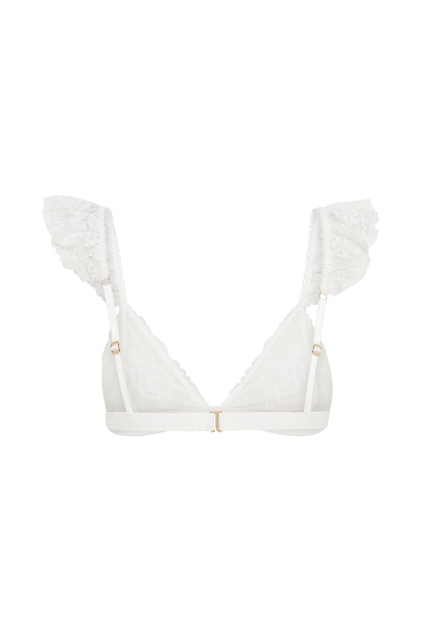Bralette triangle à volants en dentelle Anniston - Blanc