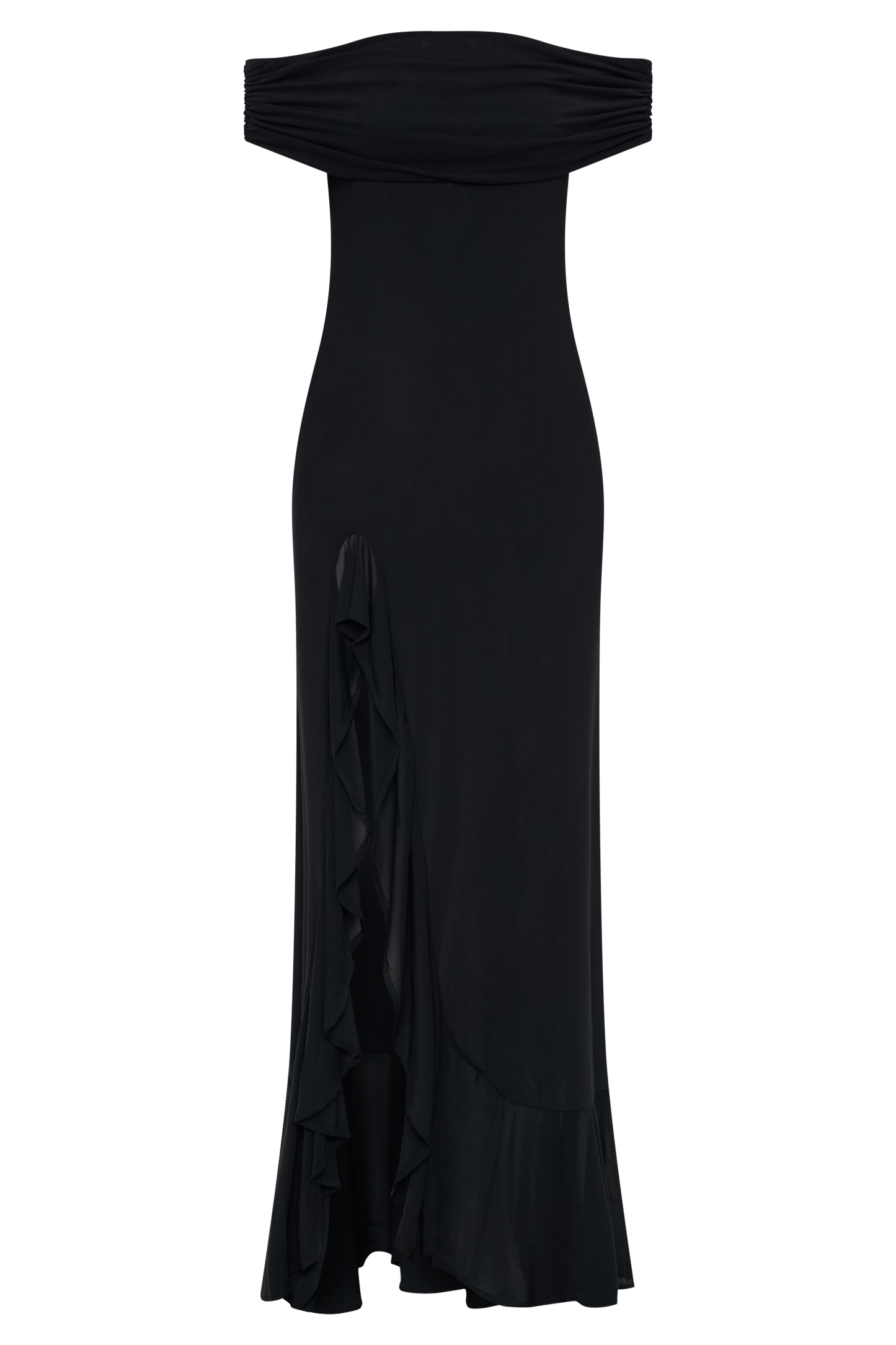 Audrey Robe Maxi en Maille à Manches Décolletées - Noir