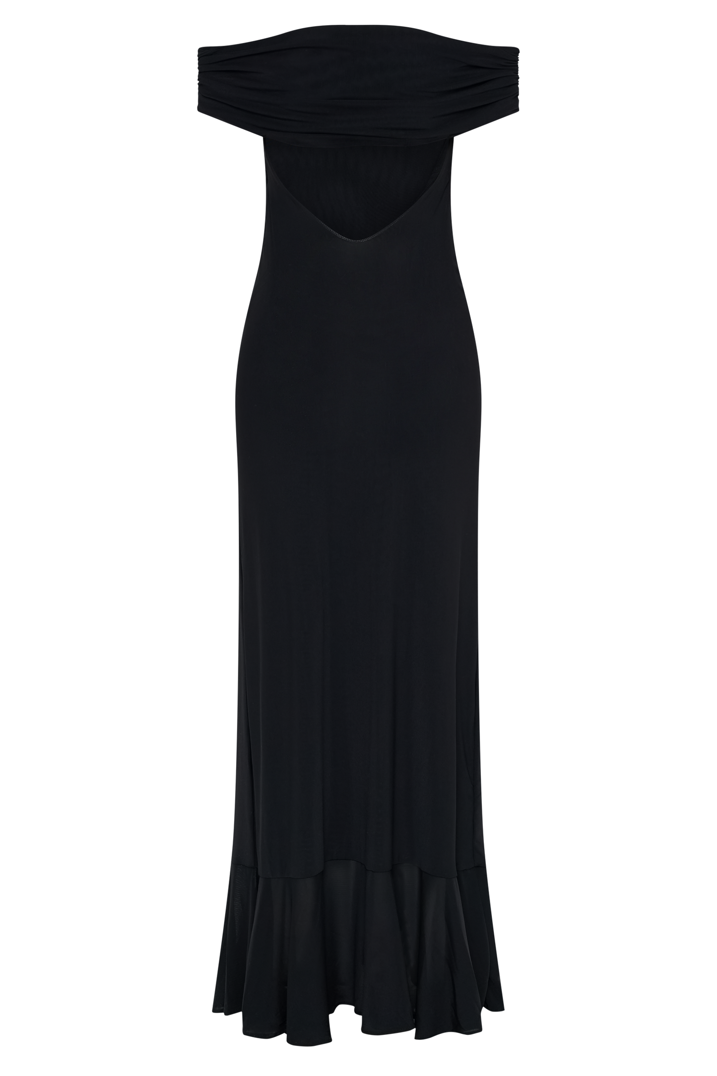 Audrey Robe Maxi en Maille à Manches Décolletées - Noir