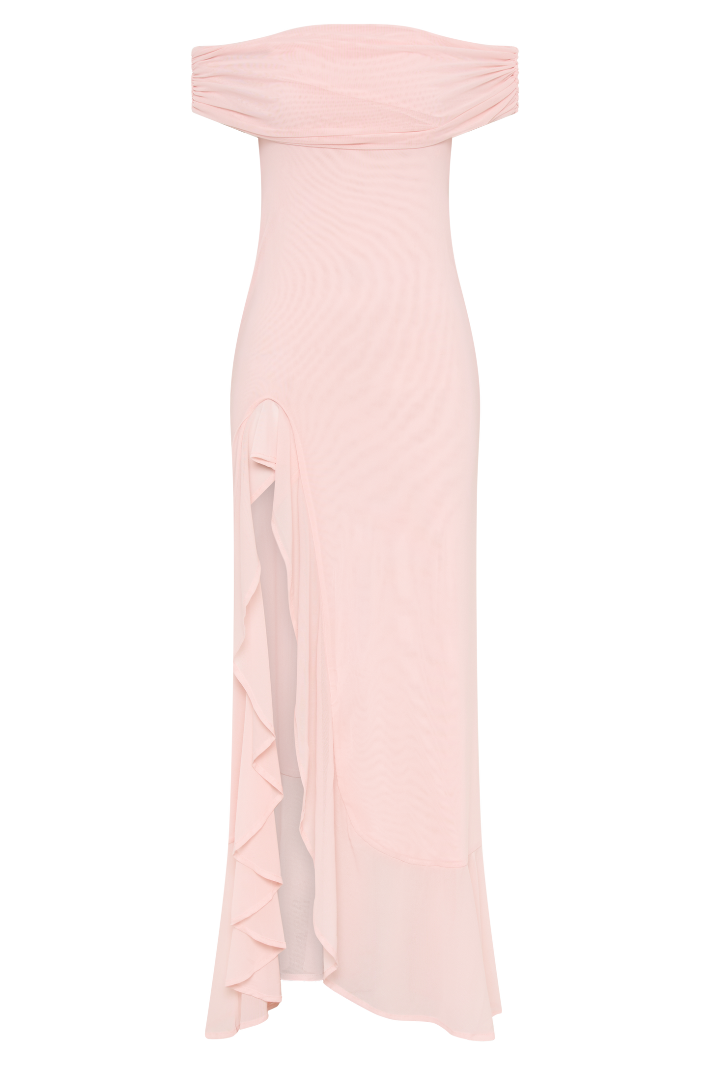 Audrey, robe maxi en maille à épaules dénudées - Rose pâle