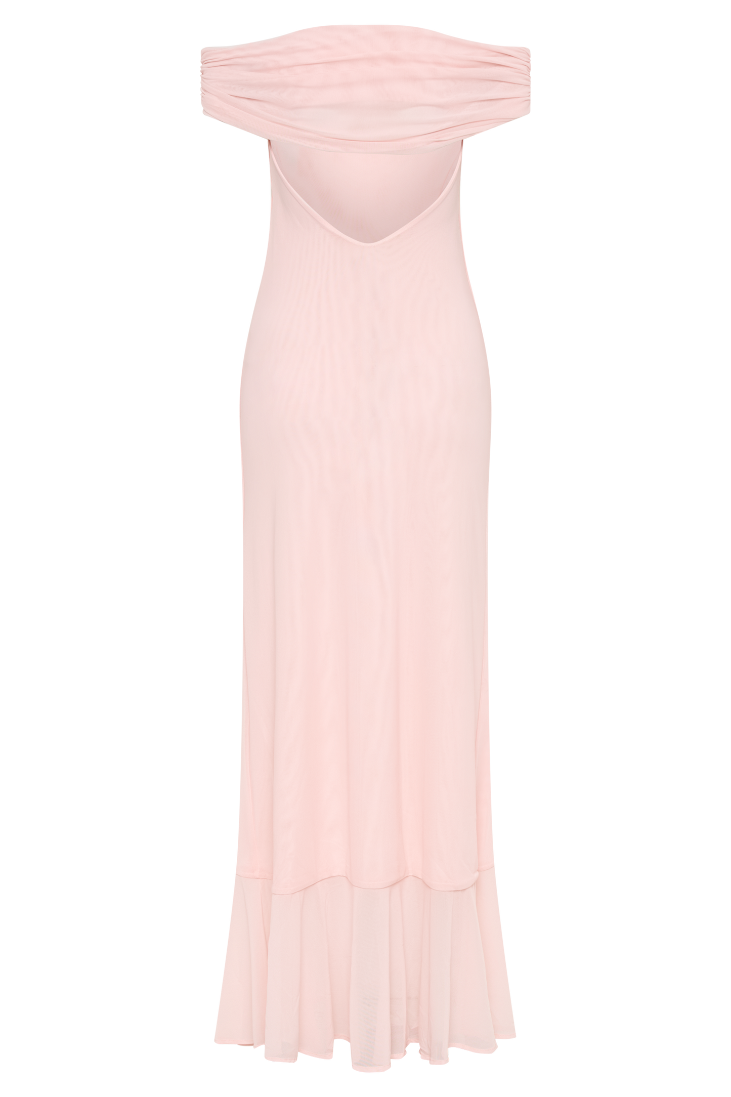 Audrey, robe maxi en maille à épaules dénudées - Rose pâle