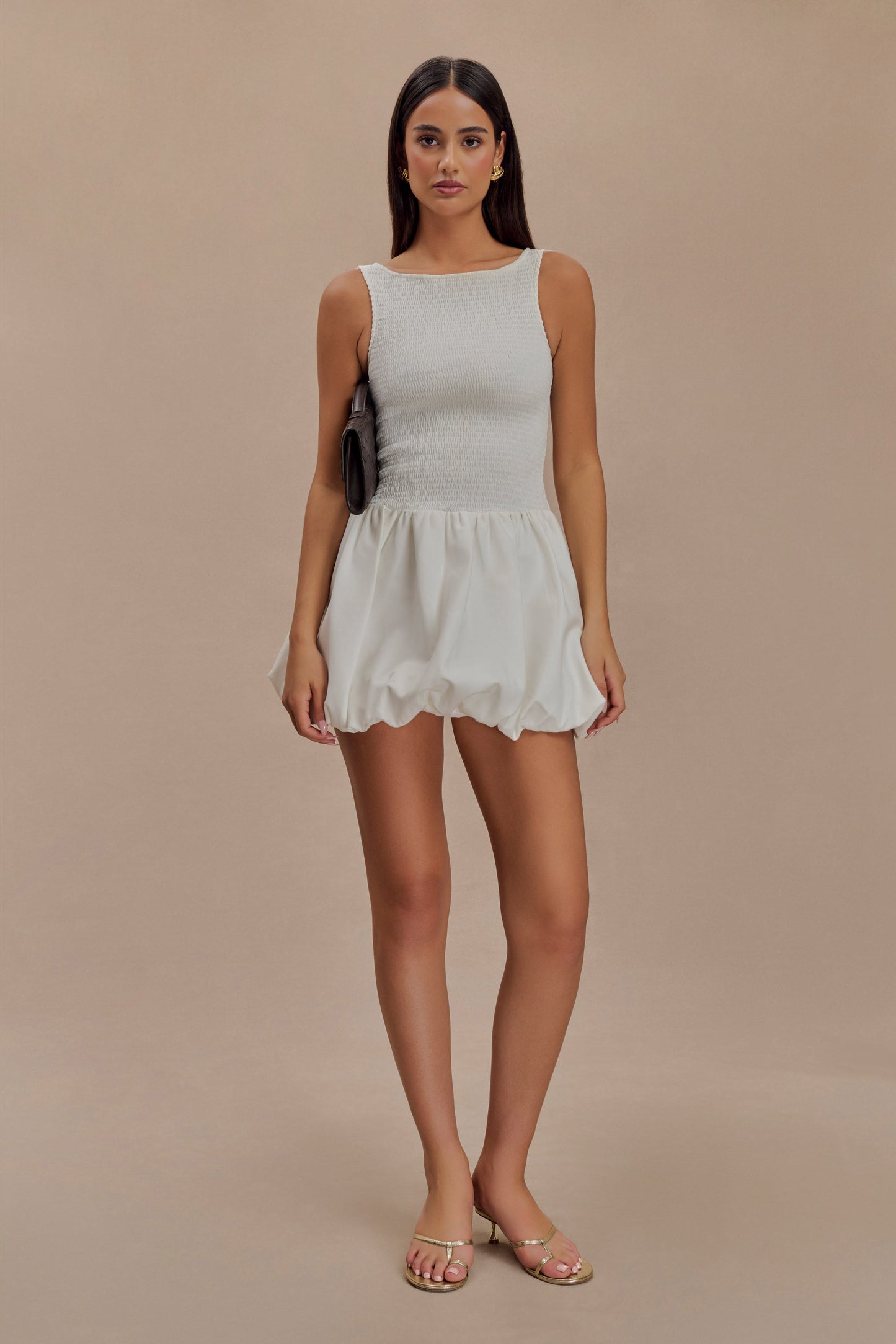 Mini-robe en coton à bulles et volants Felicity - Blanc