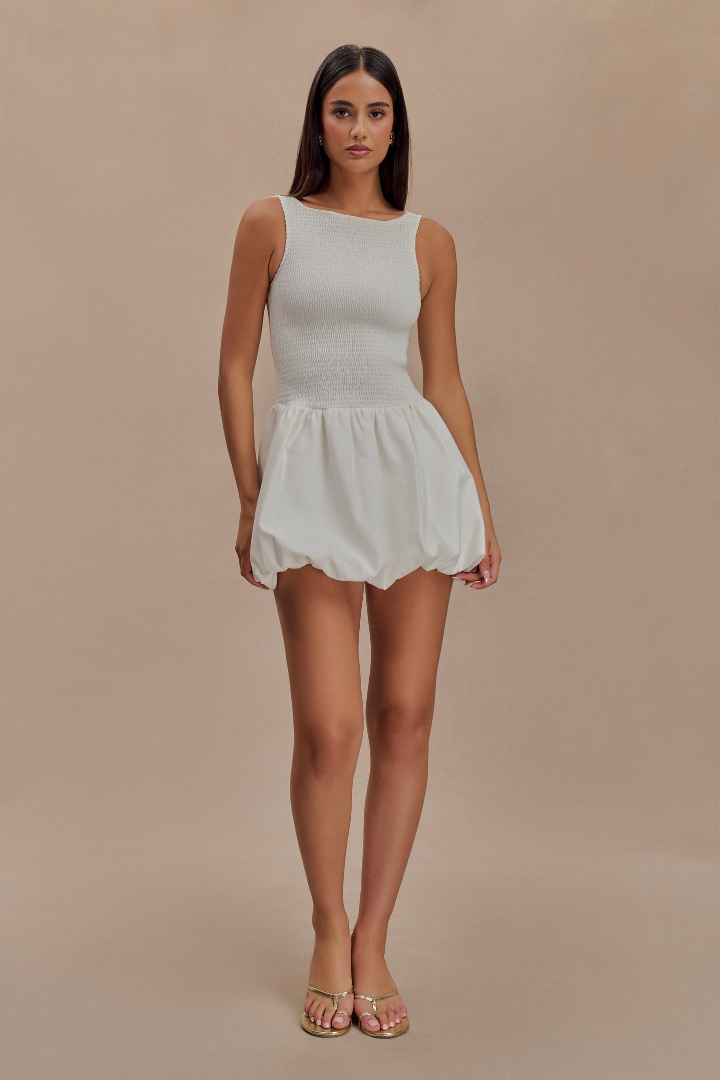 Mini-robe en coton à bulles et volants Felicity - Blanc