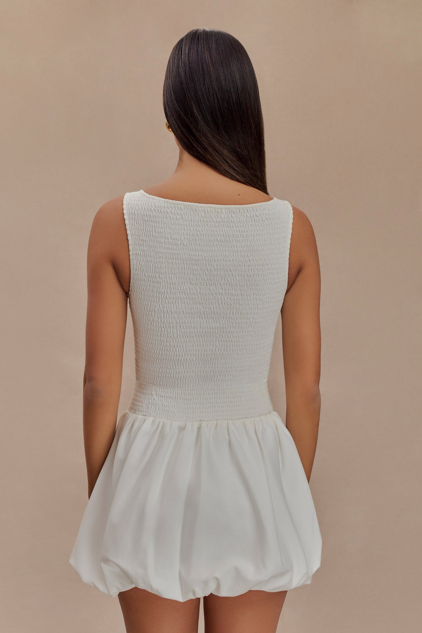 Mini-robe en coton à bulles et volants Felicity - Blanc