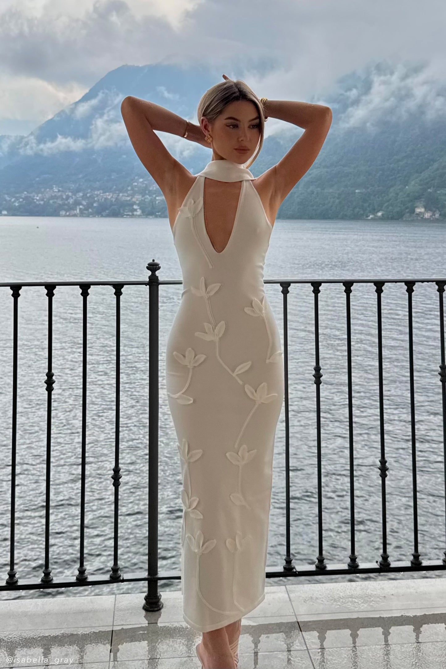 Robe midi en jersey floral Wynn - Blanc