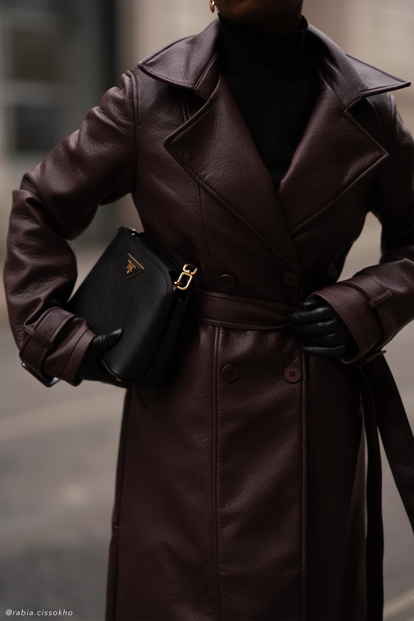 Manteau-trencher en simili cuir Tarah - Brun cacao