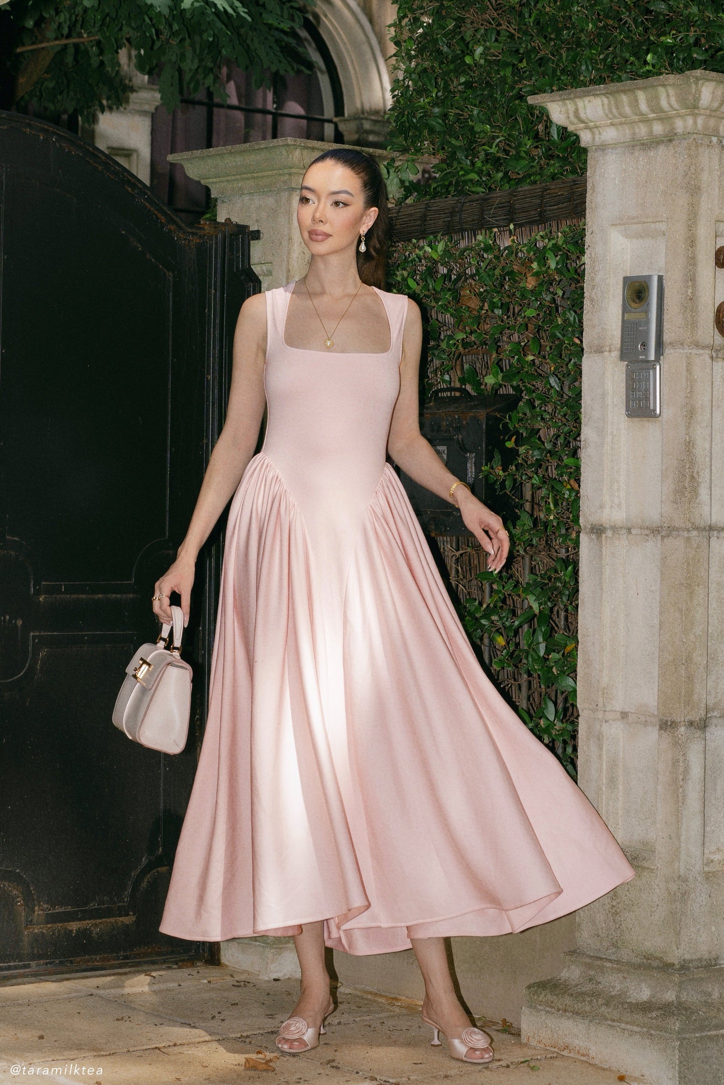 Robe midi en jersey scuba Sharon - Rose ballet