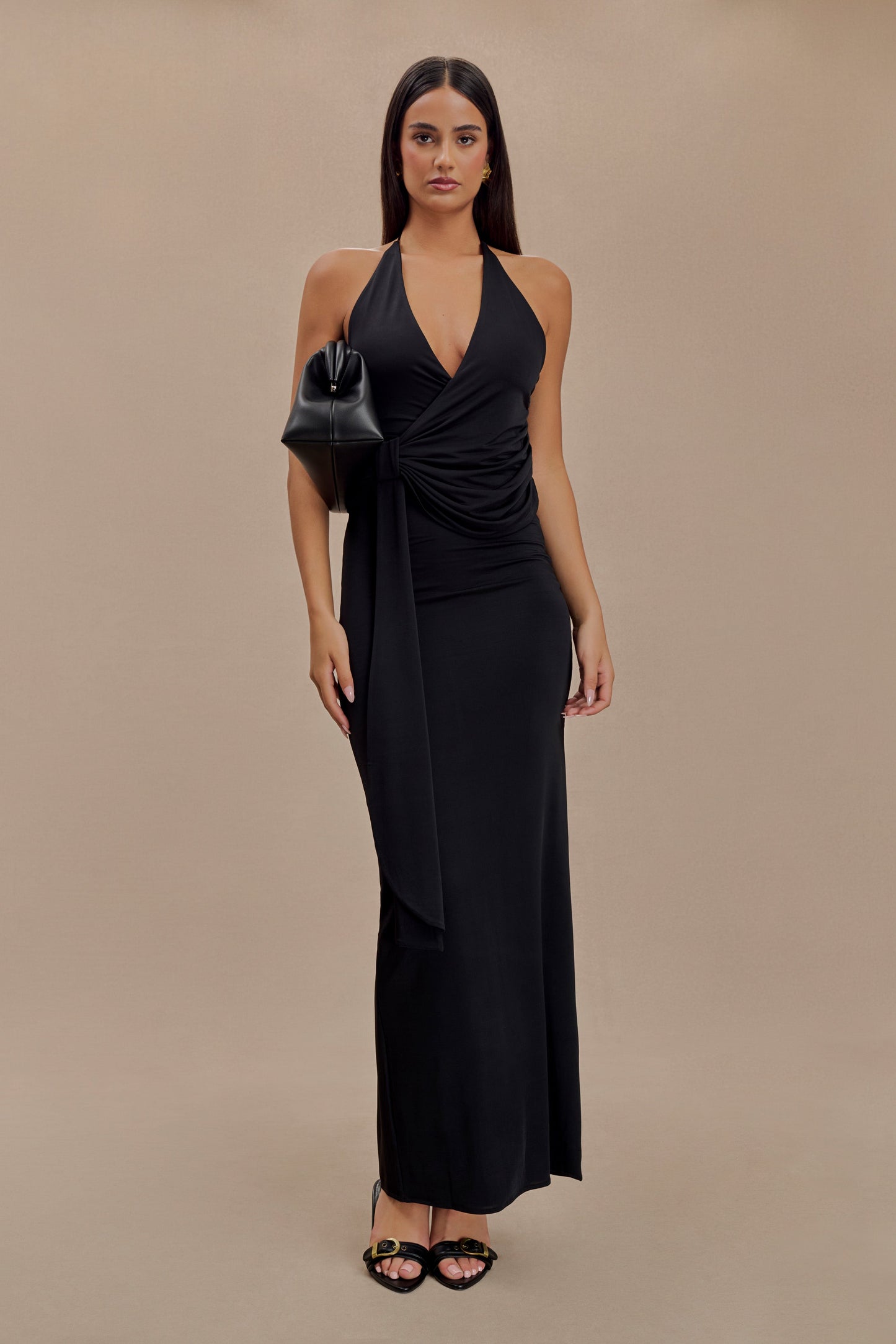 Robe Maxi Halter Étroite et Dégradée Tyla - Noir