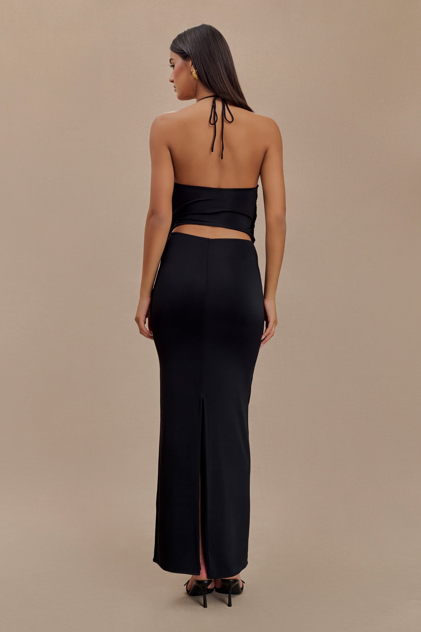 Robe Maxi Halter Étroite et Dégradée Tyla - Noir