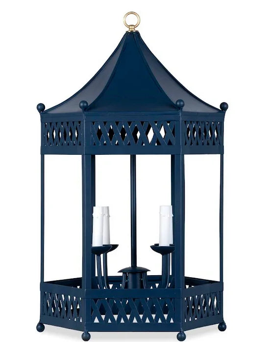 Lustre lanterne pagode bleu marine