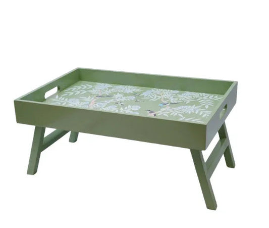 Plateau de petit-déjeuner en bois chinoiserie vert