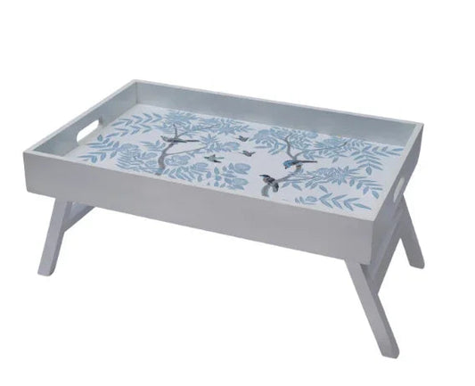 Plateau de petit-déjeuner en bois ivoire avec motif chinoiserie