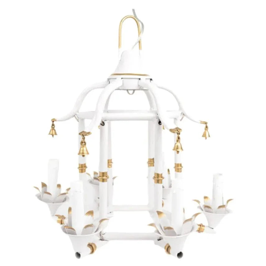 Lustre Chinoiserie en ivoire et or