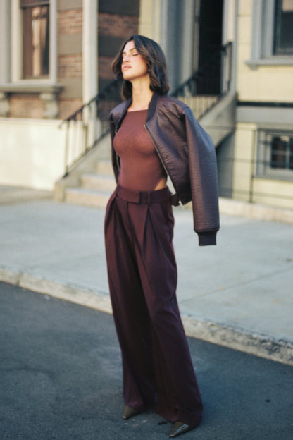 Veste bomber en simili cuir Codi - Merlot