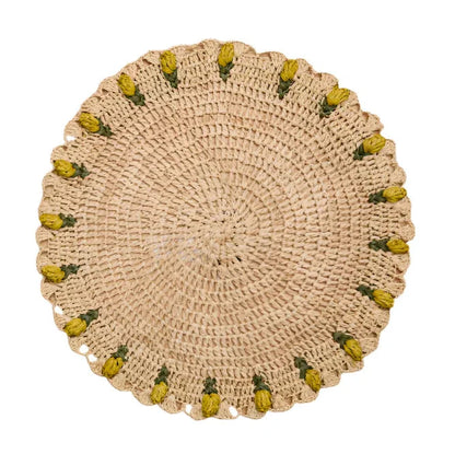 Set de table tulipe fait main – Set de table floral en raphia au crochet – Décoration de table printanière et de Pâques – Vaisselle artisanale – Décoration de salle à manger bohème