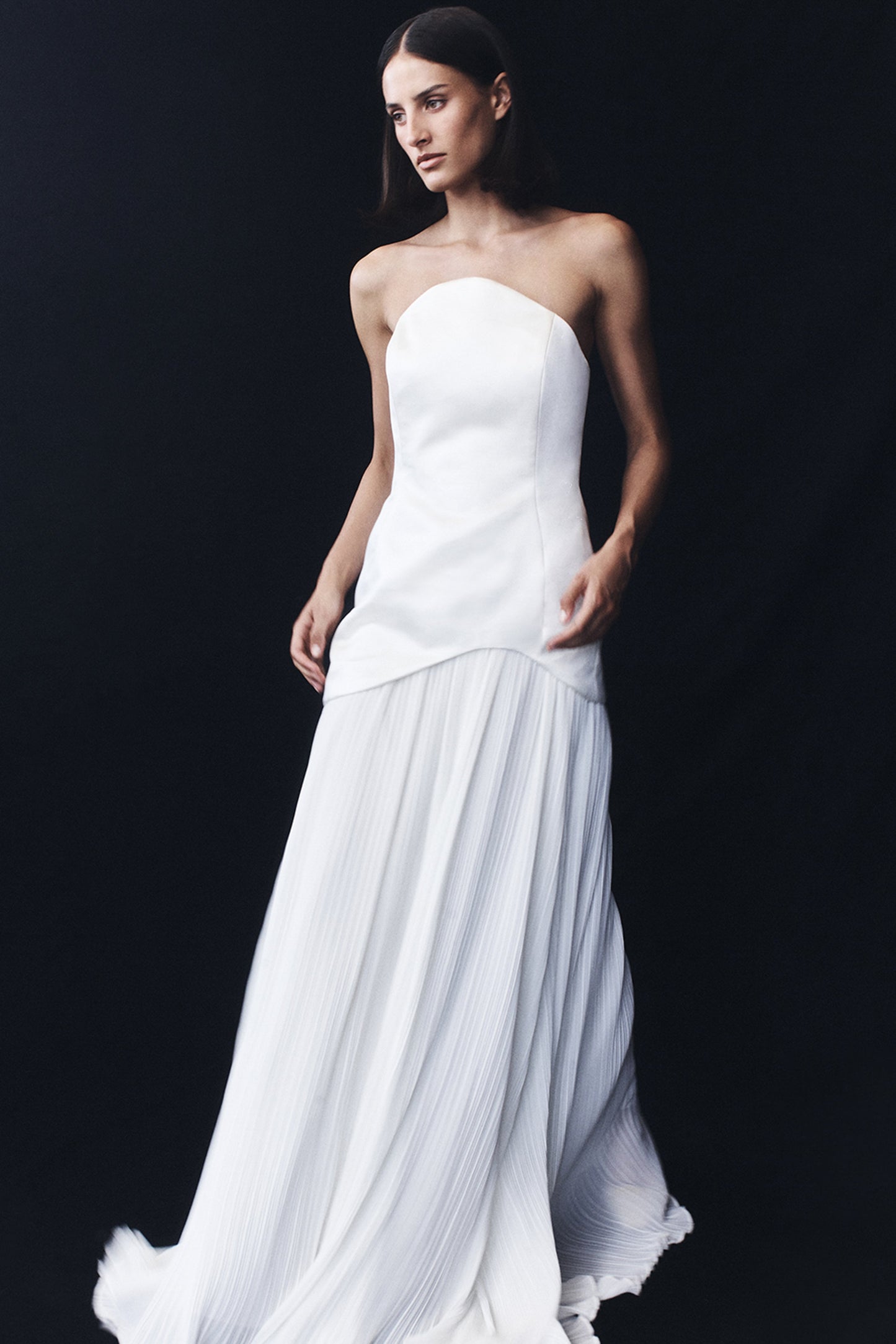 Juno Robe Maxi Plissée Sans Bretelles - Blanc