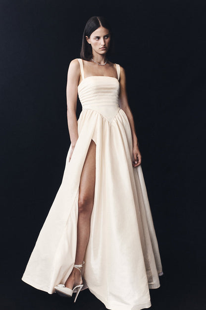 Robe Carla à volants - Ivoire crème