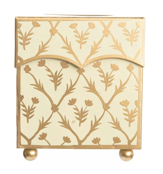 Porte-mouchoirs ivoire et or avec motif tulipe