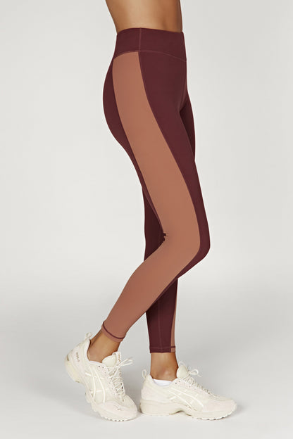 Leggings à panneaux bicolores Libby - Brun-rouge/Beige