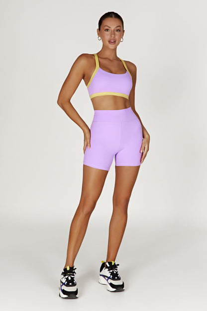 Becca, soutien-gorge de sport court bicolore - Lilas/Jaune