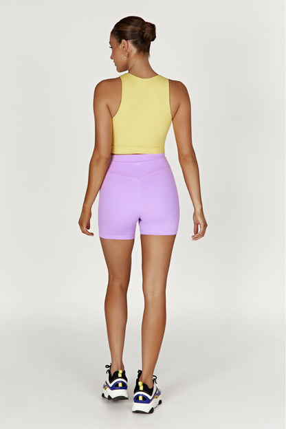 Crop top de sport à deux couleurs Lori - Mauve/Jaune