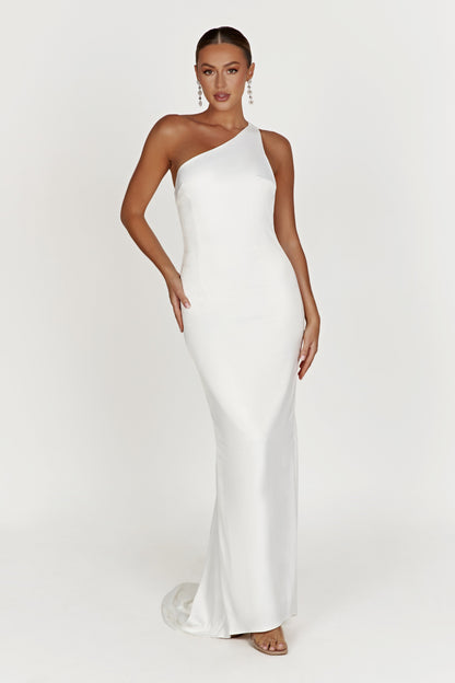 Harper Robe à une épaule - Blanc