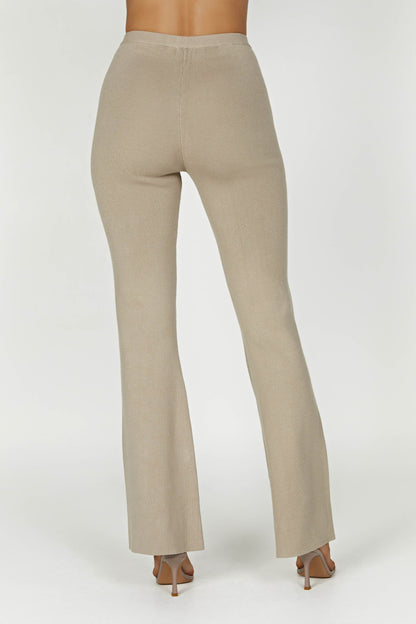 Pantalon en Tricot Évasé Rosetta - Taupe