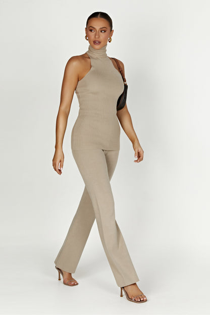 Pantalon en Tricot Évasé Rosetta - Taupe