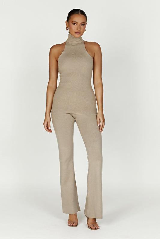 Pantalon en Tricot Évasé Rosetta - Taupe