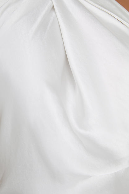 Robe satinée Laura à col halter - Blanc