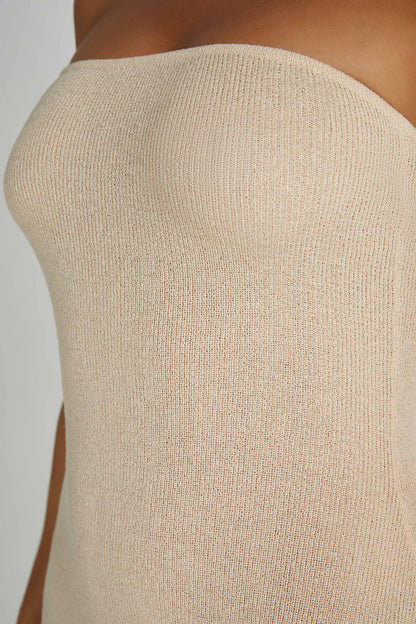 Robe Maxi en Tricot sans Bretelles Emmy - Blé