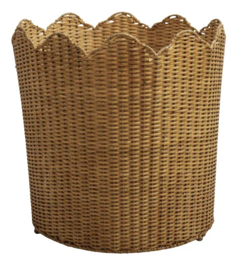 Jardinière de sol en osier naturel avec bord festonné