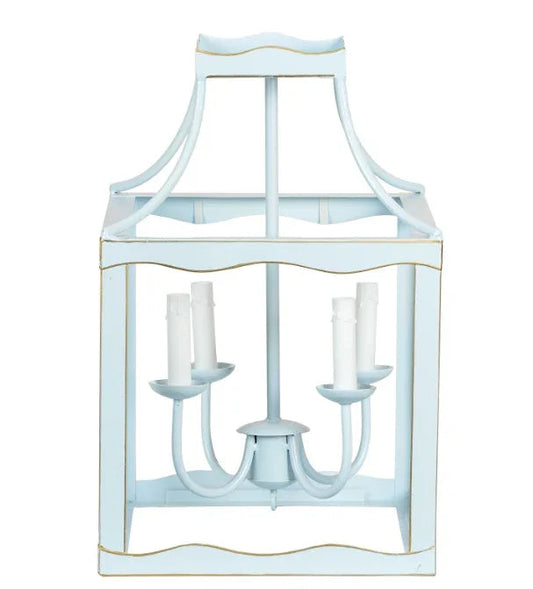 Lanterne moyenne bleu doux avec des accents dorés