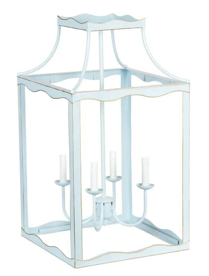 Grande lanterne en bleu doux et or