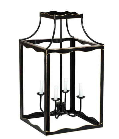 Grande lanterne noire et dorée