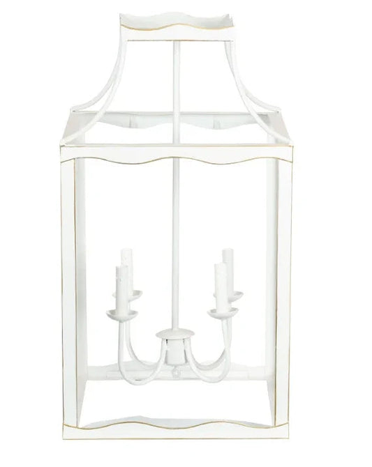 Grande lanterne en blanc doux et or