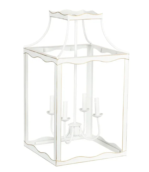 Grande lanterne en blanc doux et or