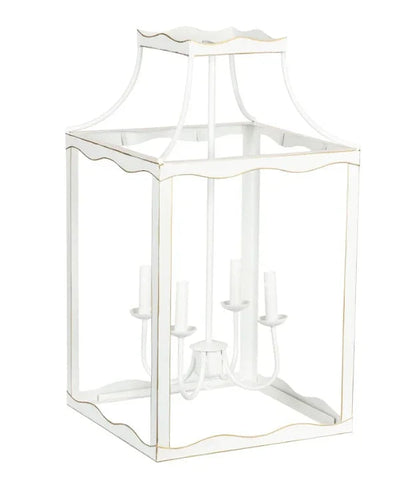 Grande lanterne en blanc doux et or