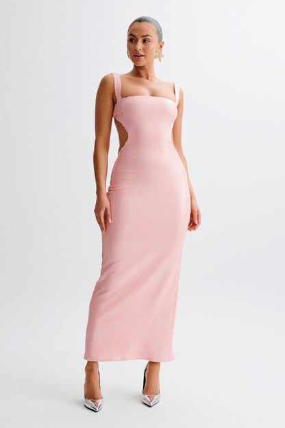 Adoria Robe Maxi Découpe à Paillettes - Rose Pâle
