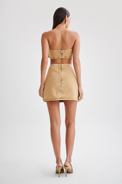 Bandeau en jean Rowena avec boucle - Lavage acide beige