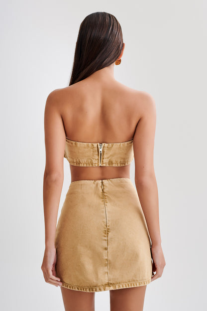 Bandeau en jean Rowena avec boucle - Lavage acide beige