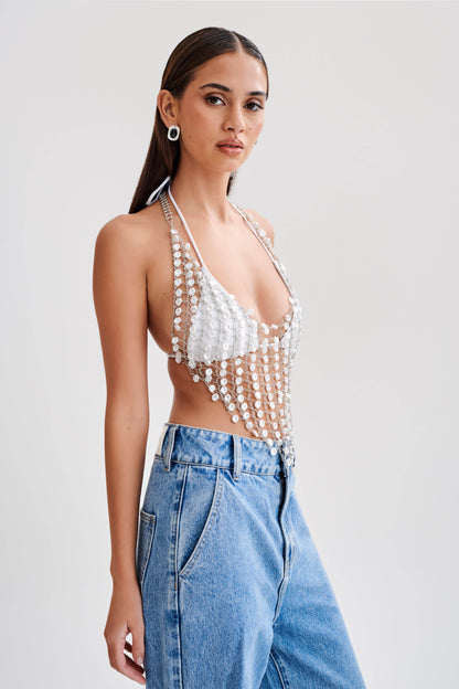 Halter Gretchen en perles - Perle