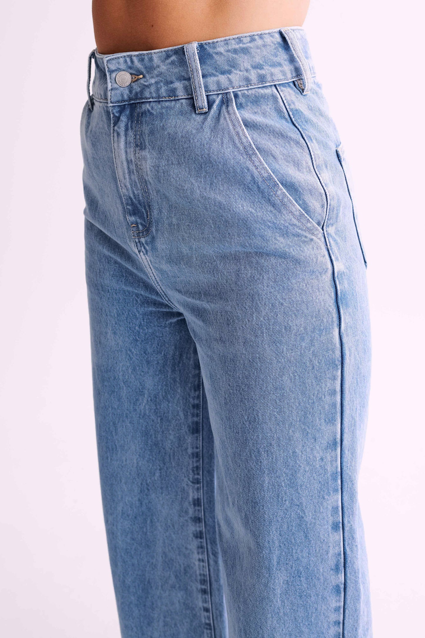 Jeans Roxy taille haute, jambe large - Bleu moyen