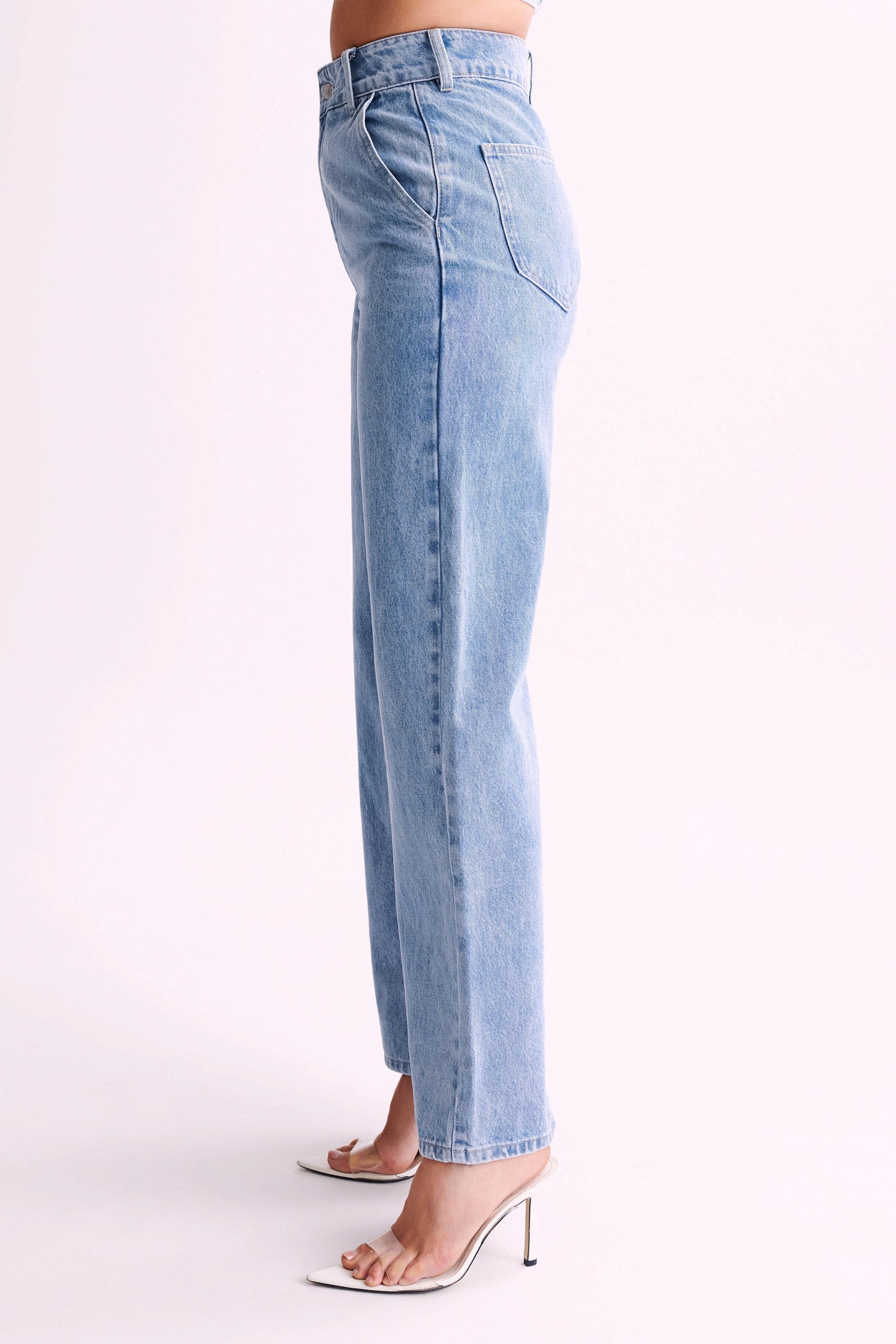 Jeans Roxy taille haute, jambe large - Bleu moyen