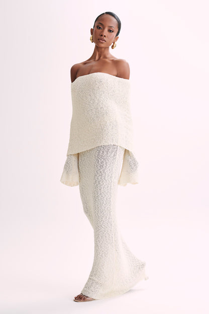 Marisol Robe Maxi Boucle à épaules dénudées - Ivoire