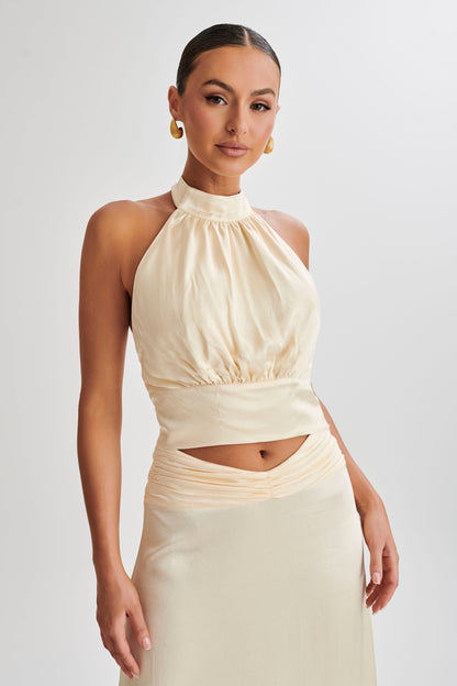 Halter en satin Clara - Crème glacée