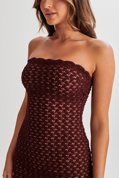 Mini-robe en dentelle Amadea - Prune