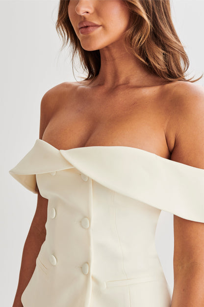 Top de tailleur sans bretelles Krista - Ivoire