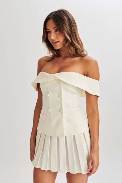 Top de tailleur sans bretelles Krista - Ivoire